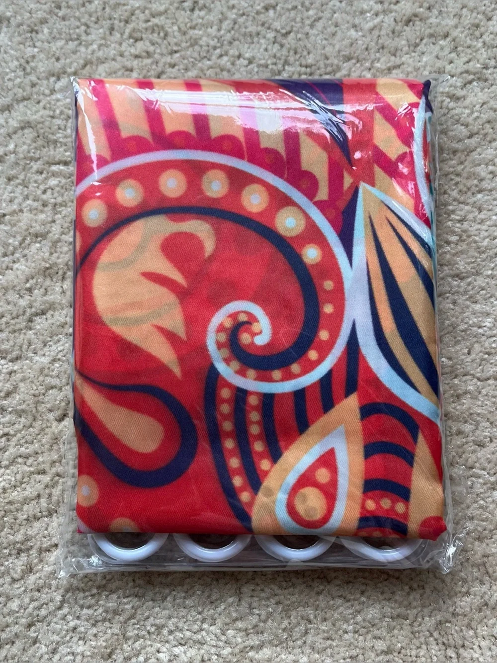 NEW Boho Purple Orange Floral Paisley Shower Curtain - 72”x72” - Polyester